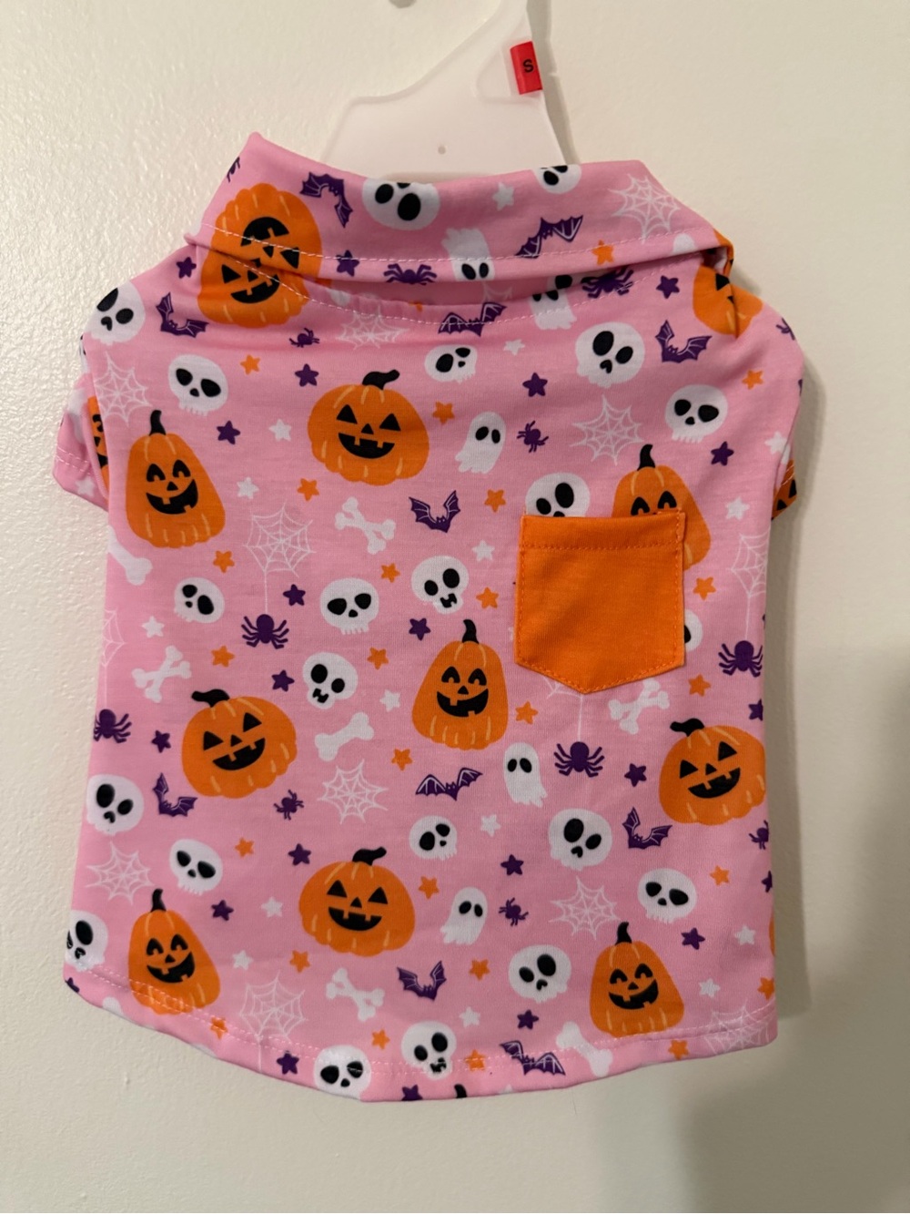 Dog Pink Halloween Pumpkin & Skull Costume shirt - Picture 2 of 4